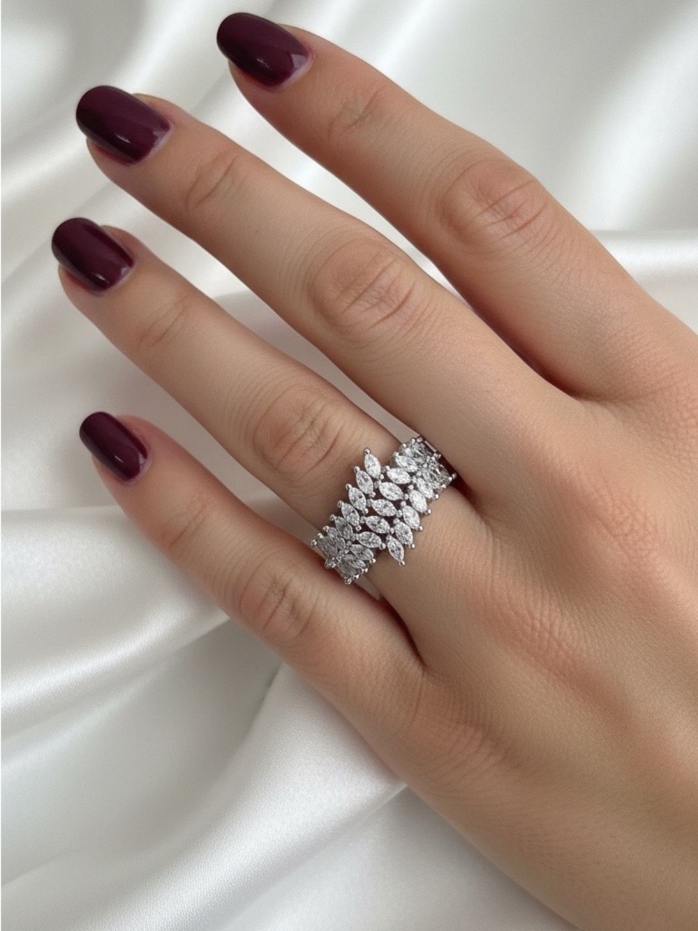 Sterling Silver White Sapphire Cocktail Ring